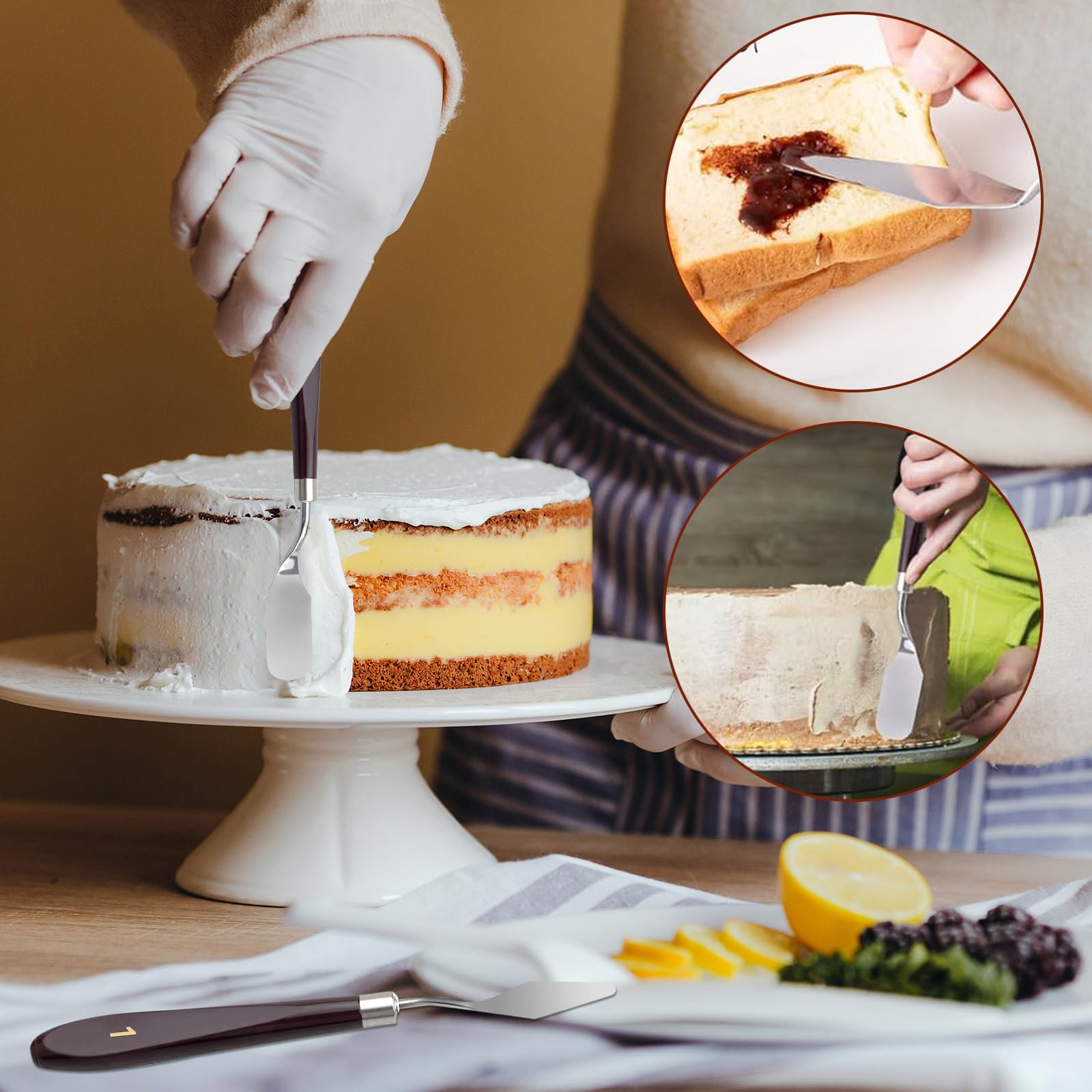 5-teiliges Streichpaletten-Set Aus Edelstahl – Für Torten, Cremes & Backen, Mit Holzgriff