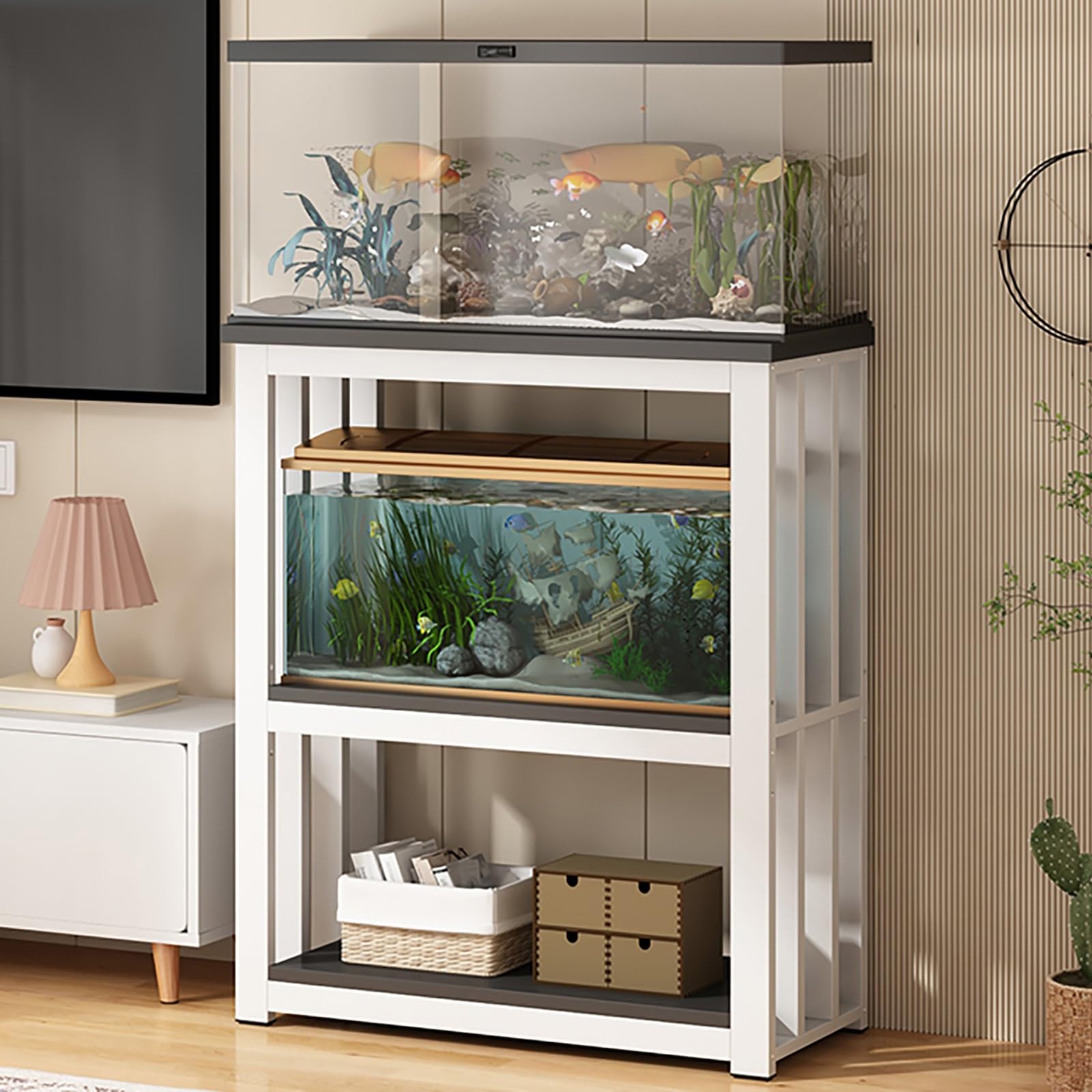Aquarium-Ständer Aus Stahl – Verstellbare Regale, 300 Kg Tragkraft, Mit Rollen, Für 10–40 Gallonen