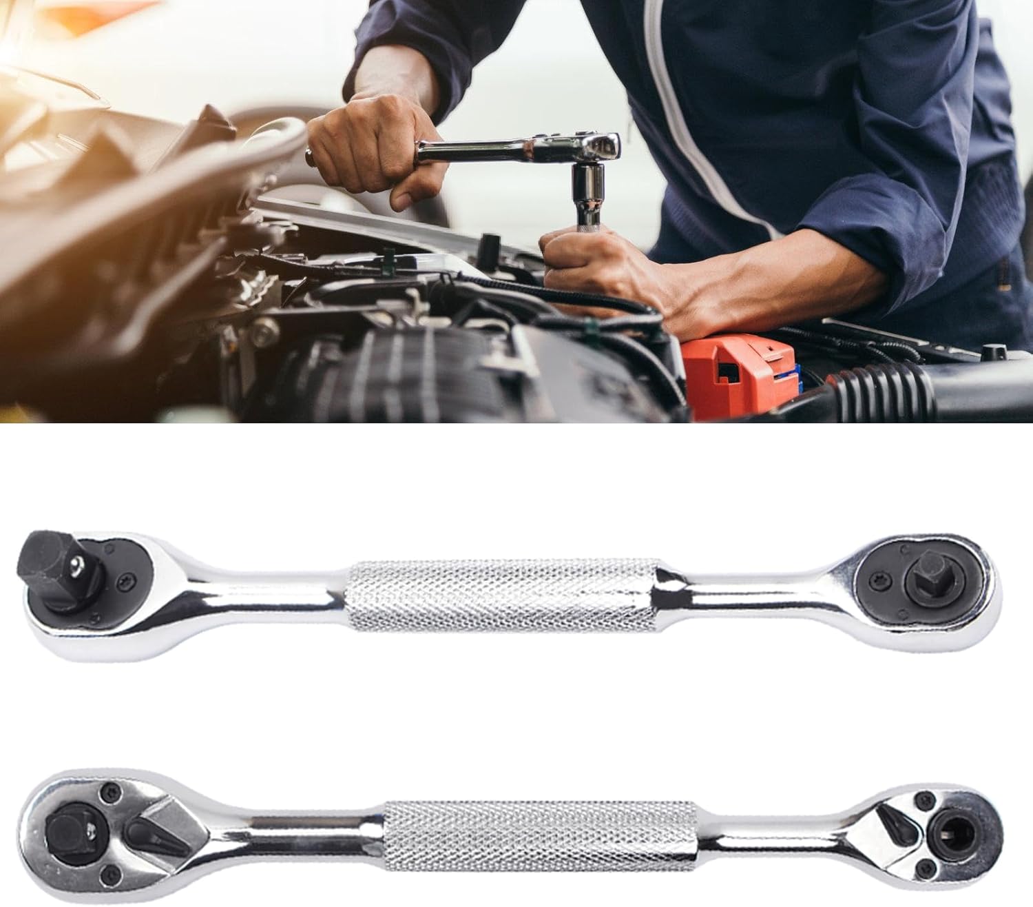 Quickly Release Bidirectional Ratcheting Spanner Featuring 72 Teeth Mechanism Fatigue Grip 1/4inch Bit Holder Quickly Release Ratchet Wrench