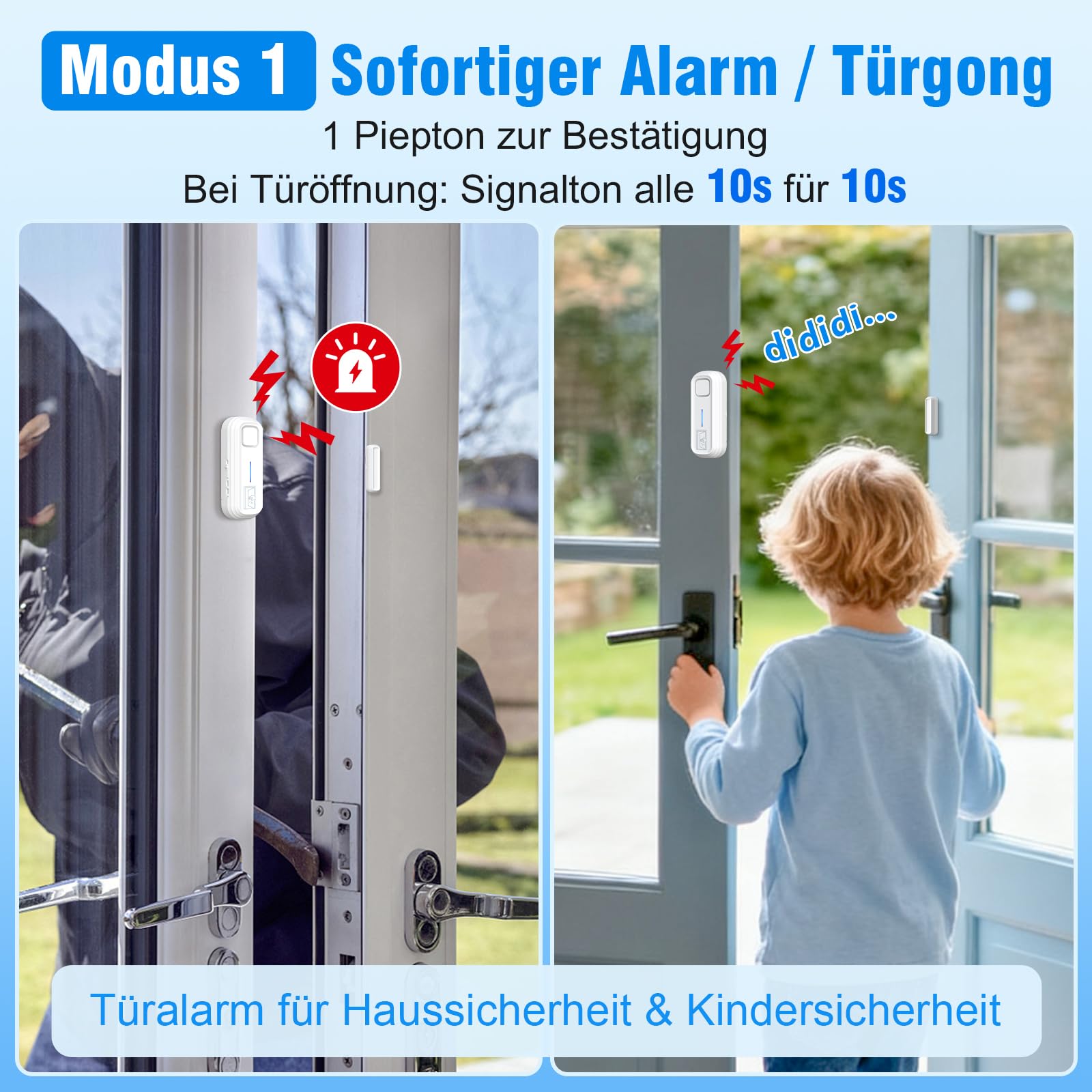 SanJie Alarma de puerta y ventana, juego de 2 alarmas de puerta con mando a distancia, alarma de puerta/tecnología de seguridad, protección contra robos con sistema de alarma de seguridad para el