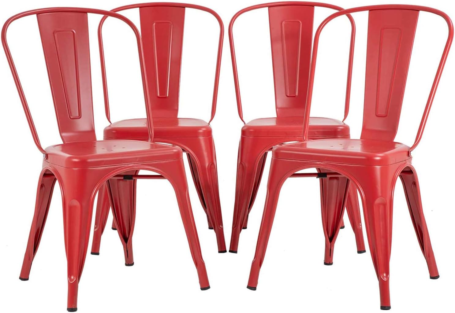 Metal Dining Chairs Set of 4 Indoor Outdoor Chairs Patio Chairs Kitchen Metal Chairs 18 Inch Seat Height Restaurant Stackable Chair Tolix Side 330LBS Weight Capacity