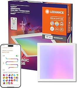LEDVANCE Smart + WiFi Planon Magic LED Panel Light, White, 24 W, 2400 lm, White Light Function, Dimmable, Dynamic Magic RG…