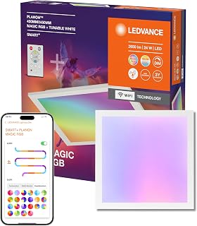LEDVANCE Smart + WiFi Planon Magic LED Panel Light, White, 24 W, 2400 lm, White Light Function, Dimmable, Dynamic Magic RG…
