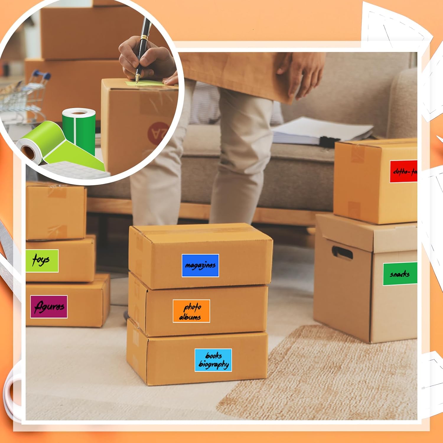 Chuangdi 10 Rolls Stickers Labels for Labeling Rectangular Color Coding Labels Stickers Adhesive Label Solid Colors Tags for Inventory Organization File (3 x 5 Inch)