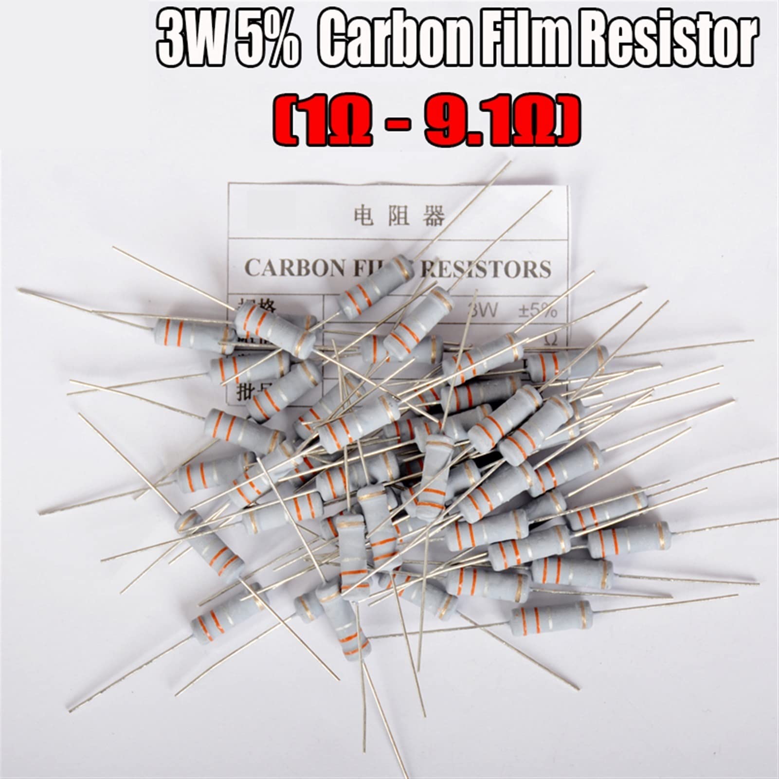 20 resistencias de película de Carbono de 3 W, 5% (Size : 1 UK)