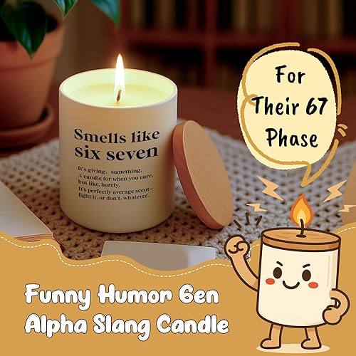 Miniatura 3 de Smells Like Six Seven 67 Vela Gen Z Viral Meme Regalo para Adolescentes Adultos Jóvenes, Regalo de Humor de Cumpleaños para Hombres, Mujeres,