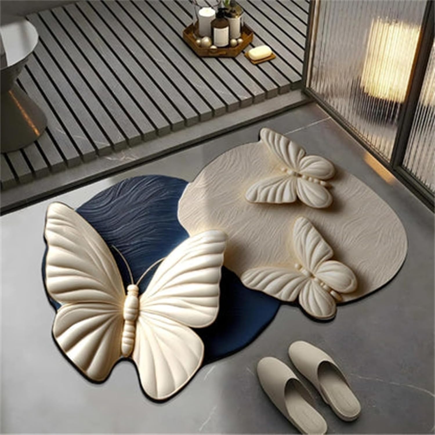 3D Realistic Pattern Non-Slip Absorbent Mat,Safe,Slip-Resistant,Quick-Drying,Diatomaceous Earth Bath Mat,Super Absorbent for Bathroom Kitchen Door Mat,Eco-Friendly Easy to Clean (A20,23.62 * 35.43IN)