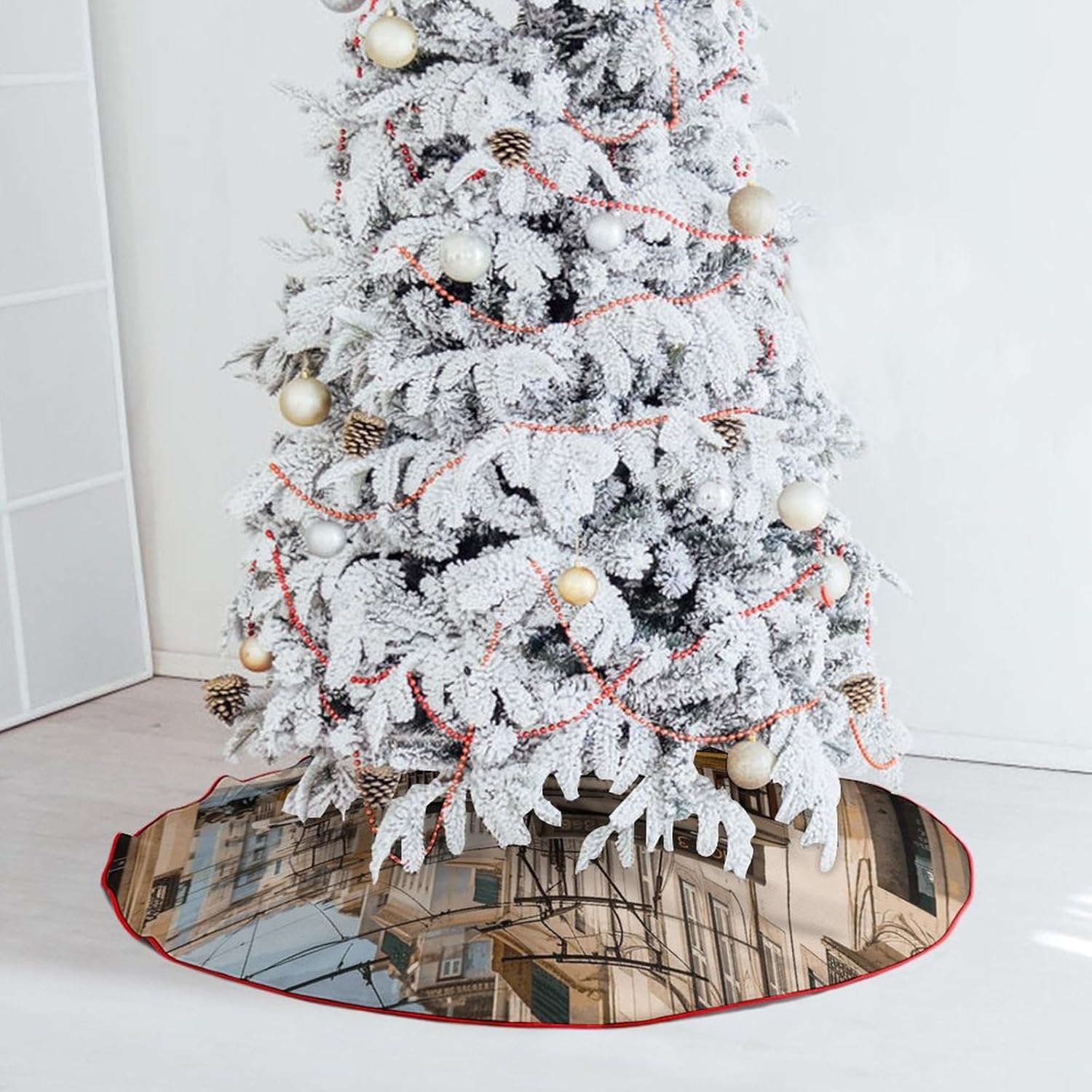 Christmas Tree SkirtLisbon Tramclassic Fashion Tree Skirt Painted Multifunctional Christmas Tree Skirt