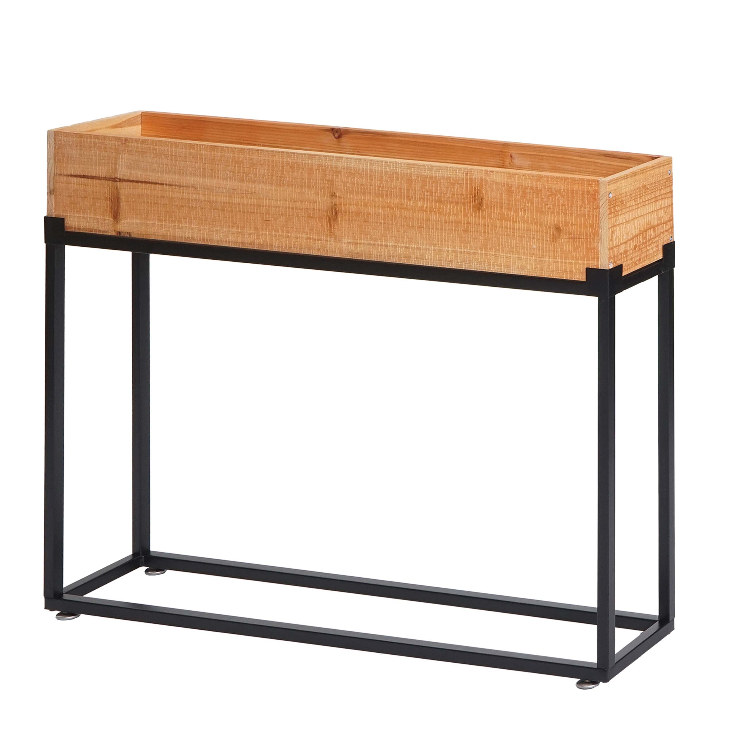 PROREGAL Hochbeet | HxBxT 62x80x16cm | Holz-Stahl | Gestell Schwarz | Pflanzkasten Blumenkasten Gemüsebeet
