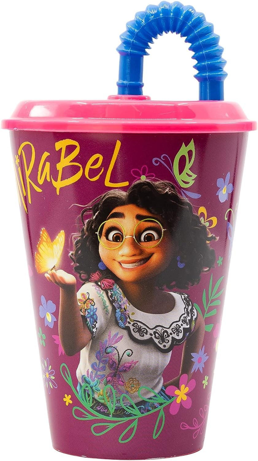 Golddunes Kids Character Sports Tumbler 430ML Drinking Re-usable Plastic Cup with Re-Usable Straw (Encanto) โ image 1