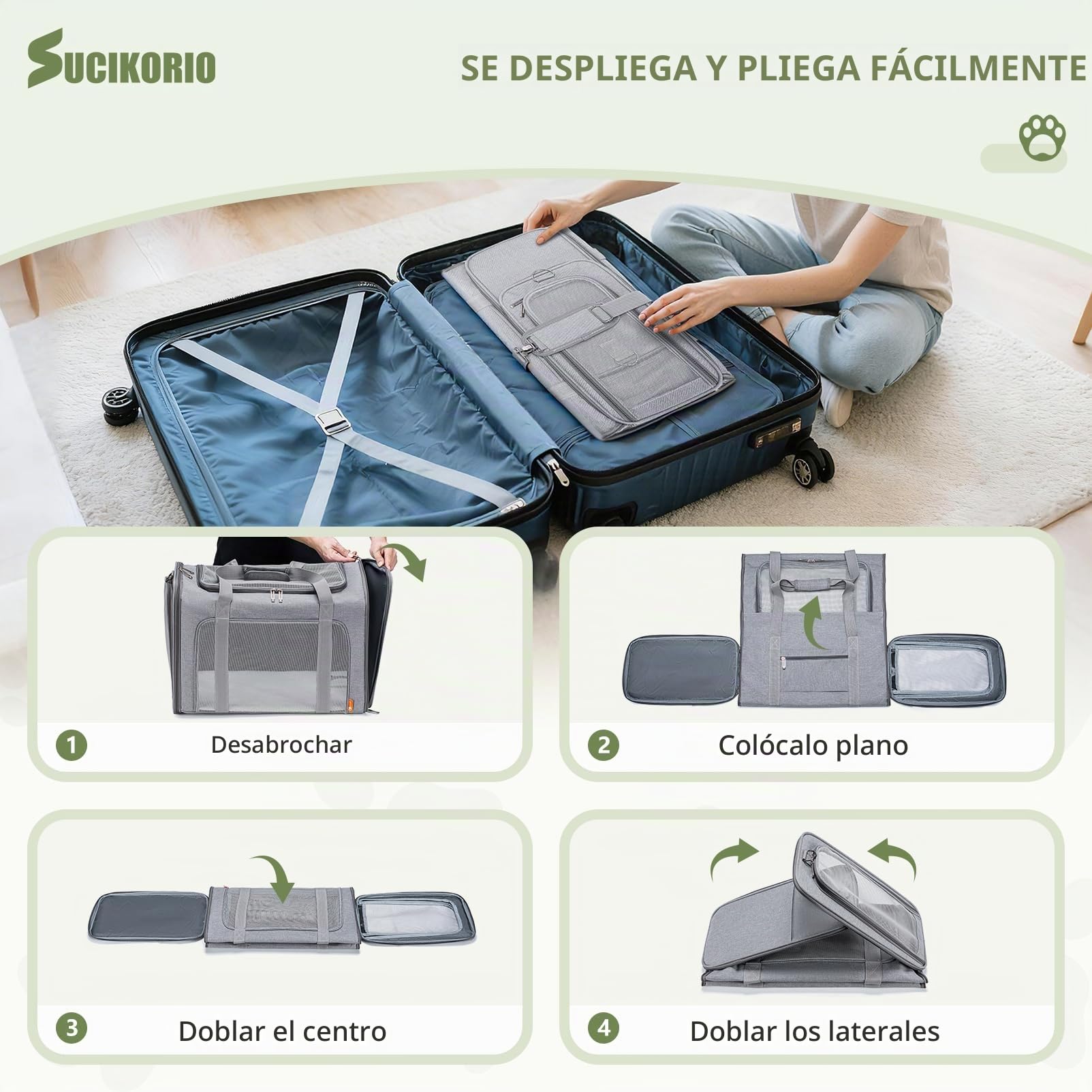 55x40x23cm Transportin Gato Homologado Para Avion Cabina, Plegable Bolsa de Transportin Perro Grande Transpirable Cat Carrier con Bebedero Plegable Para Gatos y Perros, Air Europa Aerolineas