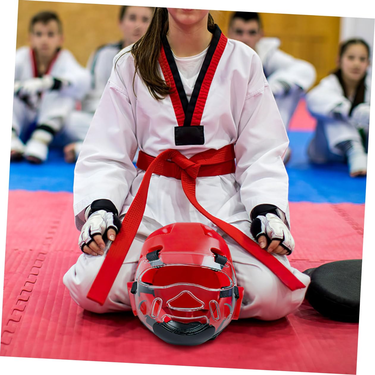Maschera Protettiva per Viso Taekwondo 2 Unitá in Plastica Temperata Portatile e Affidabile per Allenamento e Karate