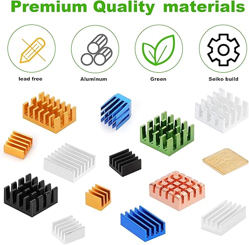 Miniatura 3 de ESUMIC 78 unidades de disipador de calor Raspberry Pi 4b, disipador de calor de aluminio Raspberry Pi con cinta adhesiva conductora térmica para