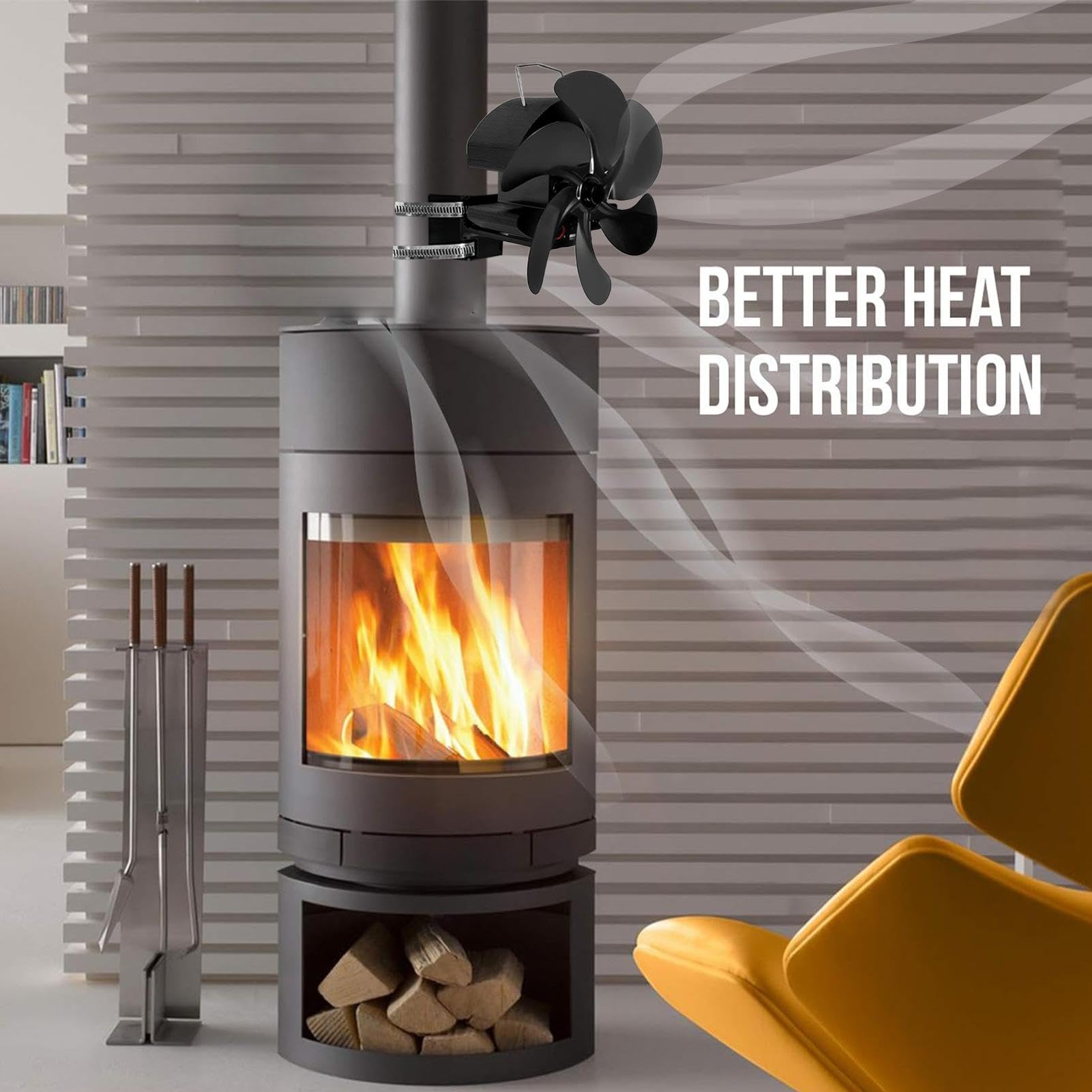 Ventilatore Per Caminetto Con Stufa A Legna Ventilatore Termico Silenzioso | Legno Diffusione Aria Calda Per Bruciatori A Legna E Riscaldamento Interno