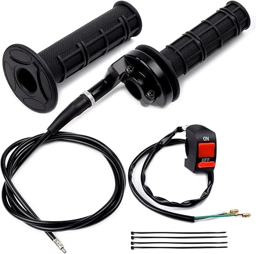 Acelerador de acelerador giratorio de 78 de 0.866 in, empuñaduras de mango de goma suave, mini conjunto de acelerador de bicicleta para 50cc 90cc