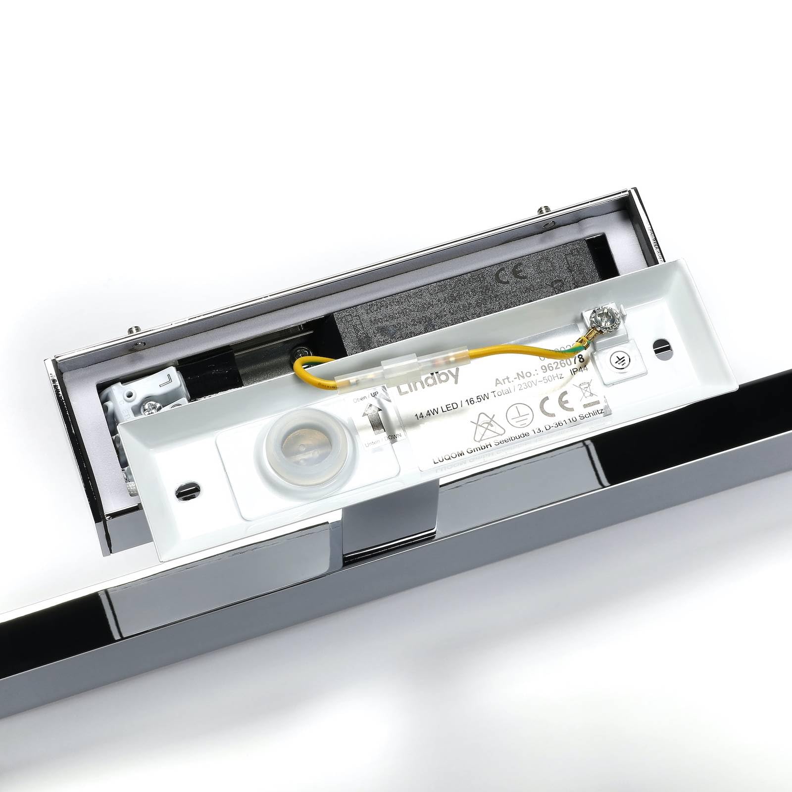 Lindby LED Wandleuchte, Wandlampe Bad Jukka (spritzwassergeschützt (Modern) in Chrom aus Aluminium (1 flammig) - Wandleuchten Spiegelleuchte Badezimmer Wandbeleuchtung Badezimmerleuchte
