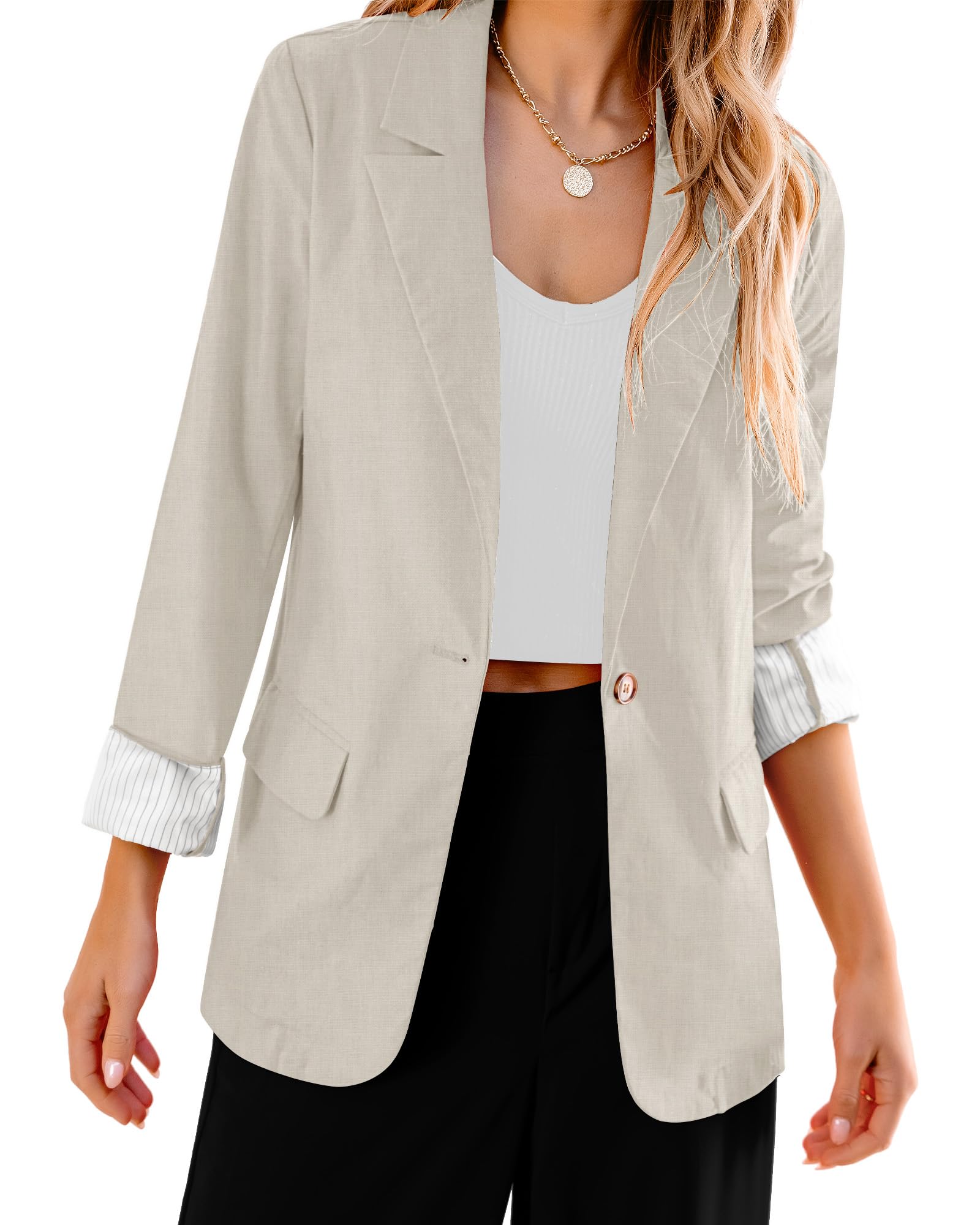 luvamiaBlazers for Women Business Casual Dressy Work Fashion Lightweight Spring Summer Linen Unlined 2025 Suit Jackets