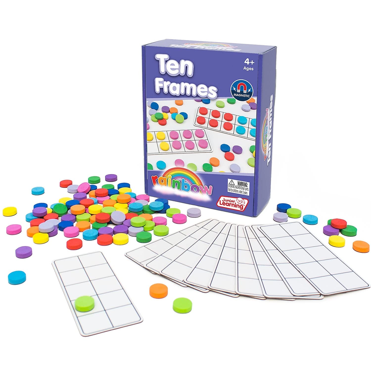 Junior Learning Ten Frames Rainbow Set,Multi,1.96 H x 5.91 L x 7.8 W,JL614