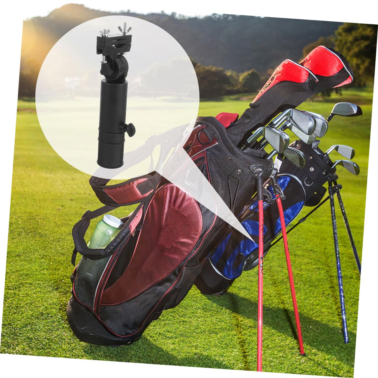 TOYANDONA Soporte para Paraguas de Carrito de Golf Ajustable de Plástico Negro, Accesorio Multiusos Pinzas para Uso en Golf, Paquete de 2 Piezas