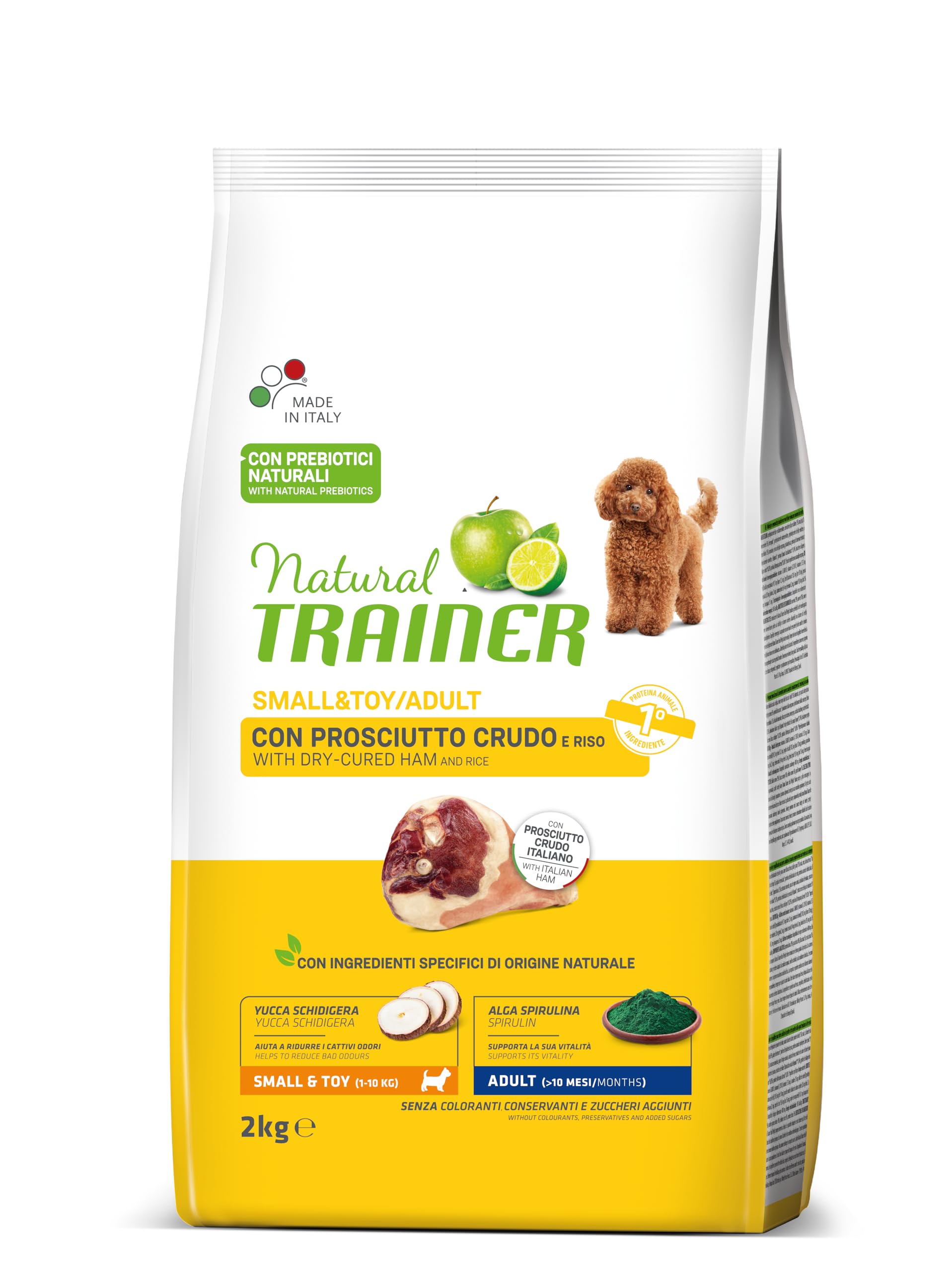 Trainer Natural Cibo per Cani Small and Toy Adult, Prosciutto Crudo, 2 Kg