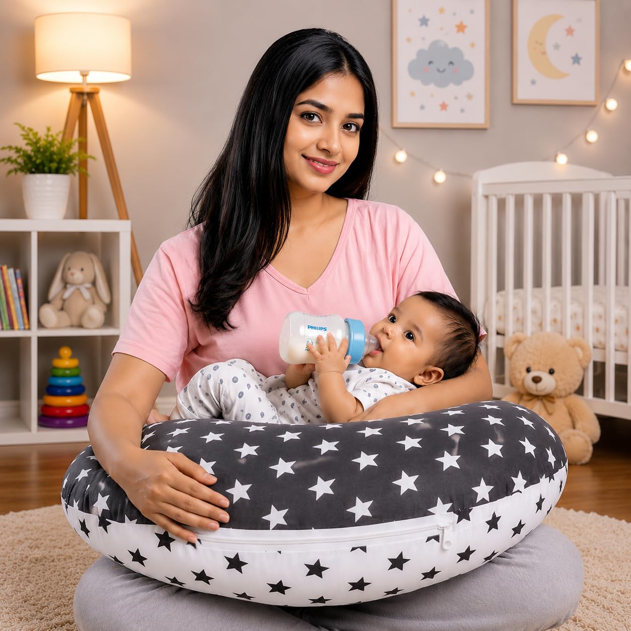 Baby Feeding Pillow for Breastfeeding |Baby Maternity Feeding Pillow, Nursing Support Pillow for Breastfeeding & Bottle Feeding with Adjustable Waist Strap for 0-12 Months-image-12
