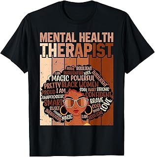 Mental Health Therapist Afro Women Black History Month T-Shirt