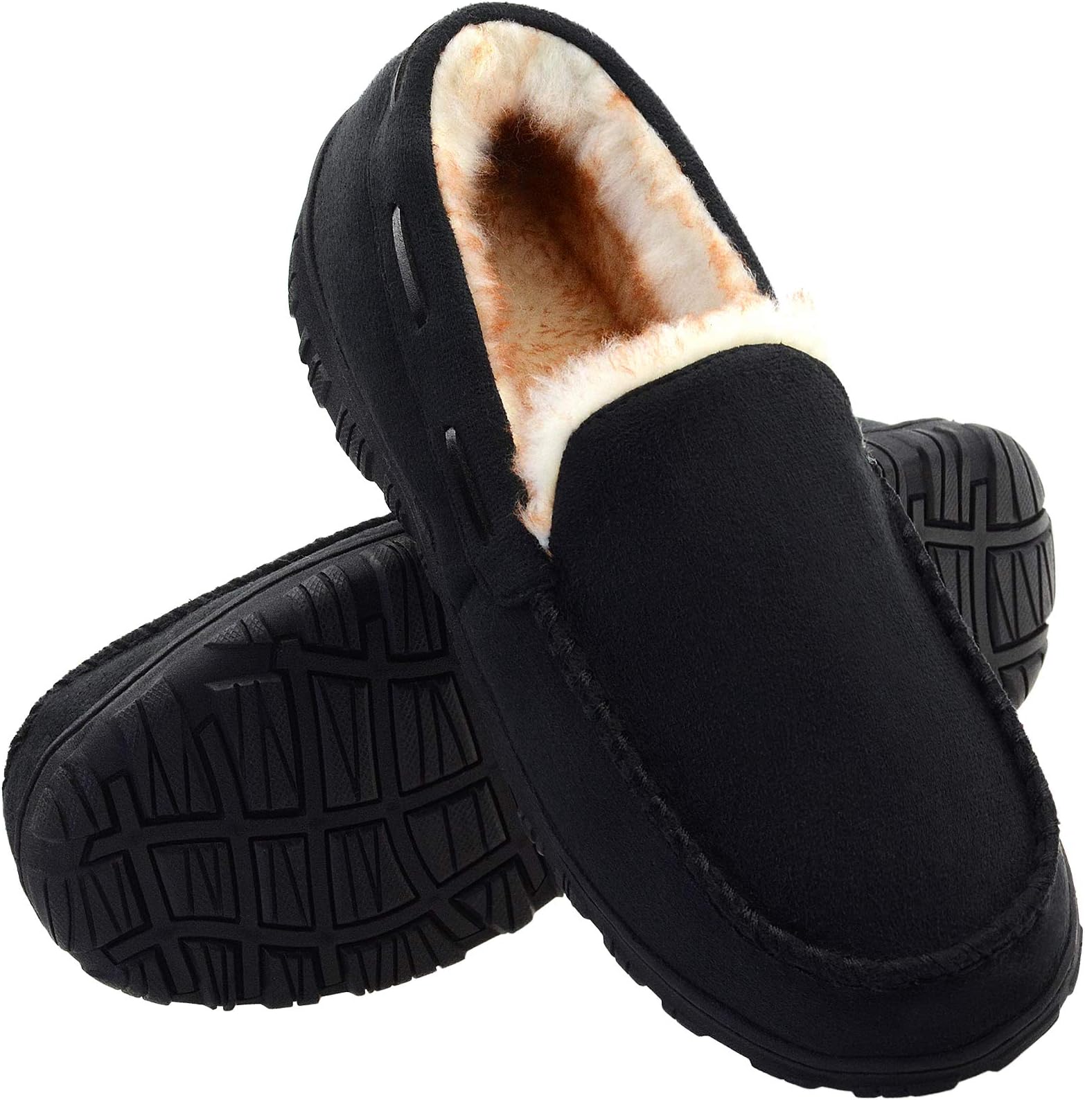 Mens Moccasin Slippers Indoor Outdoor Slip on Warm House Shoes Breathable Moccasins for Men