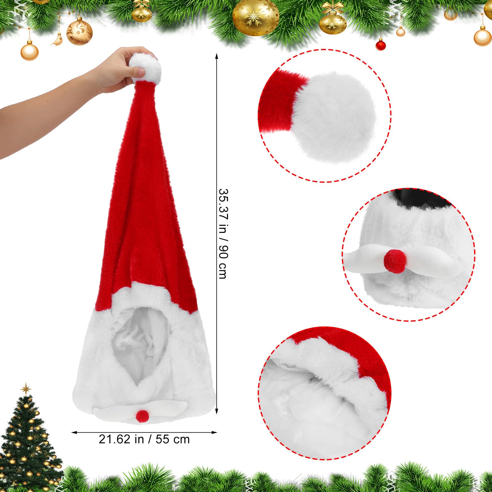 iplusmile Sombrero de Casco de Navidad Cubierta Completa del Casco Cubierta de Adulto Sombrero de Santa Claus para Motocicleta s o Gorra de s poliéster Rojo