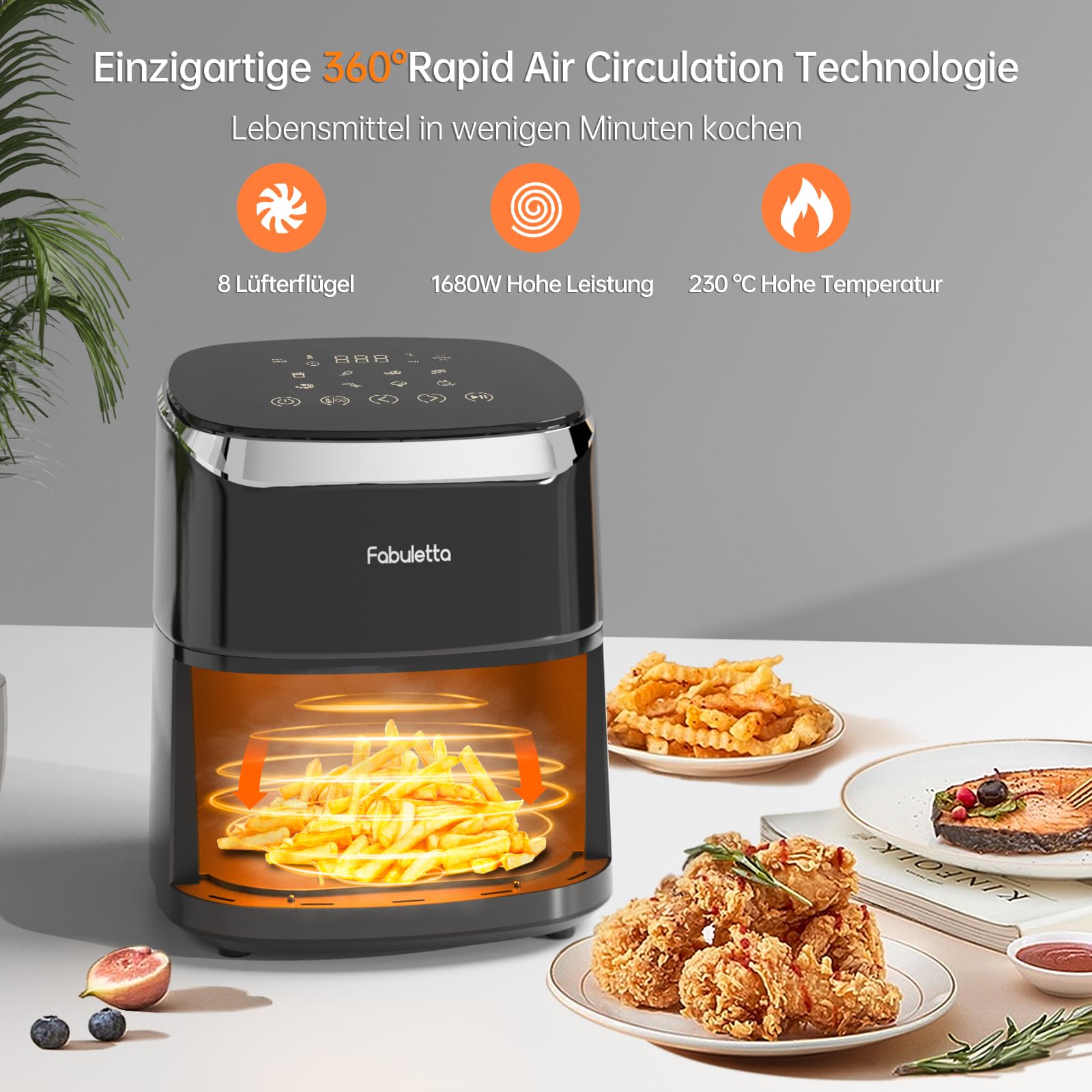 FRIGGITRICE AD ARIA CALDA DISPLAY TOUCHSCREEN COTTURA SENZA OLIO 7LT 1900W