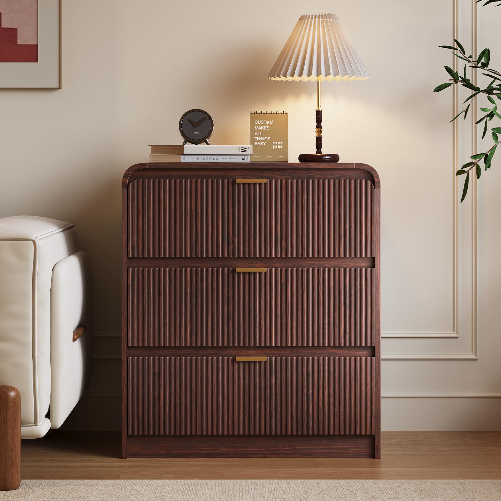FURSUN 32 Tall Fluted Nightstand