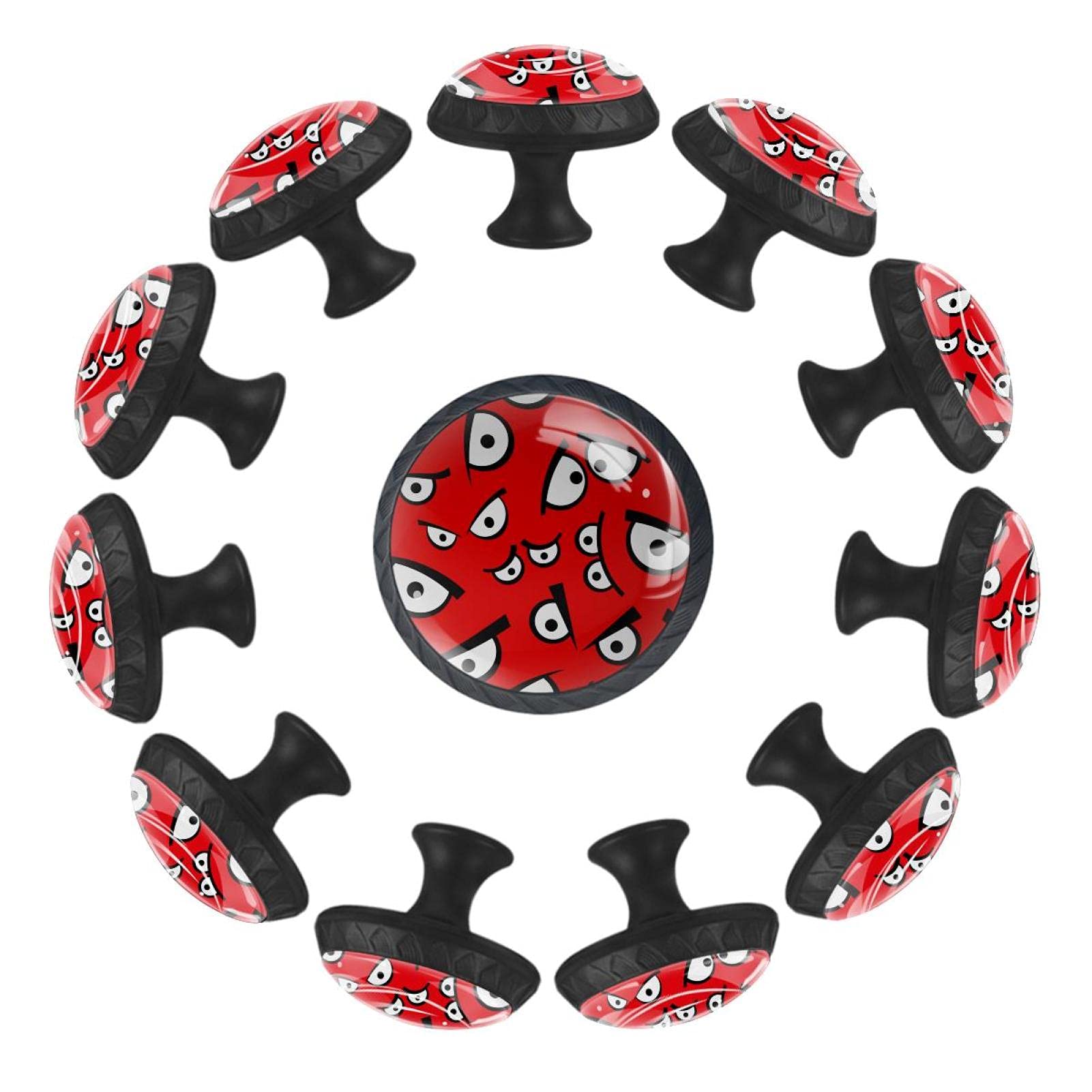 Boutons de tiroir 35 mm pour commode enfant : lot de 12 poignées de meuble rondes motif yeux