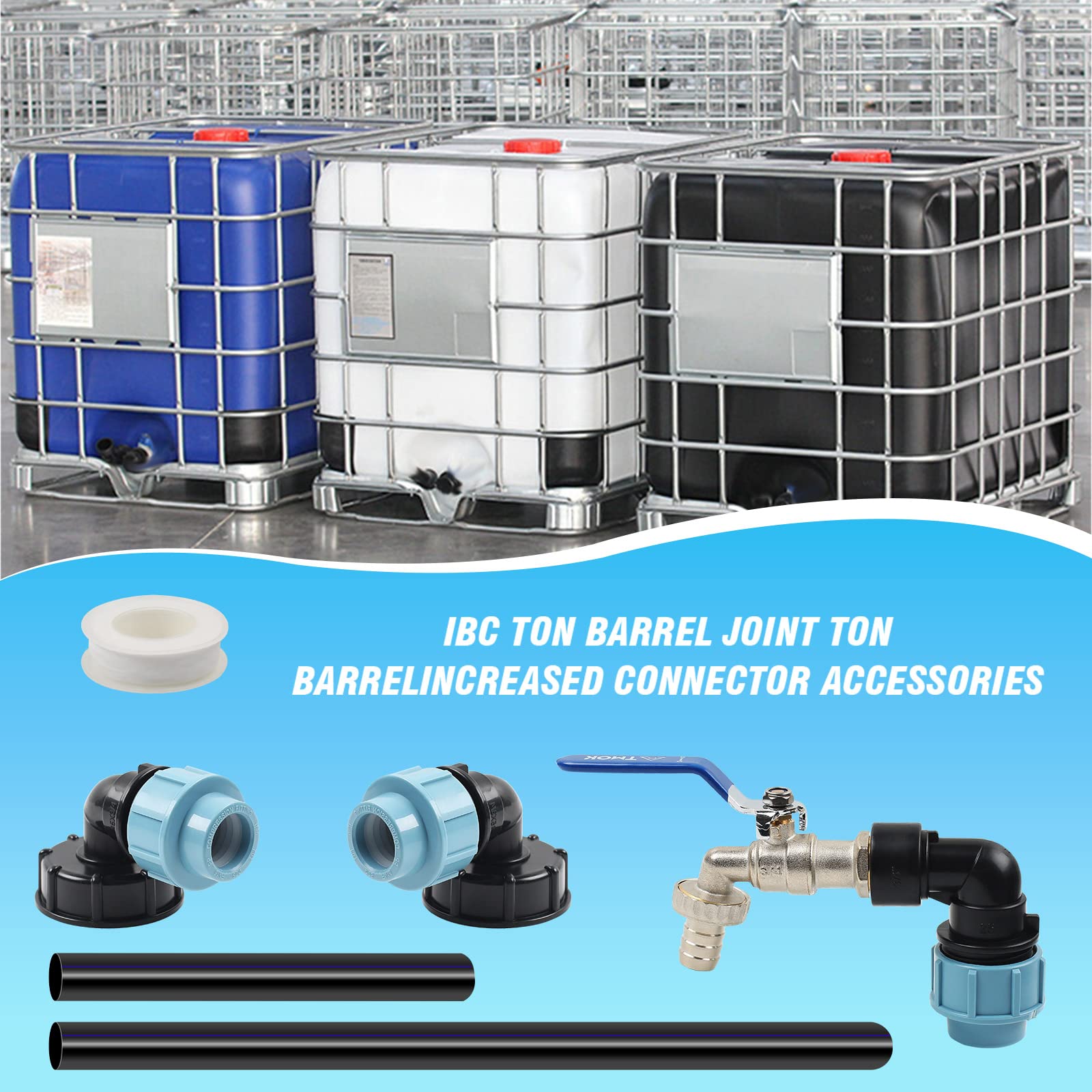 IBC Cuello de cisne 3/4 pulgadas, adaptador IBC, válvula de depósito, grifo de salida para tanque de agua de lluvia, grifo de salida IBC adaptador (TyP 2)