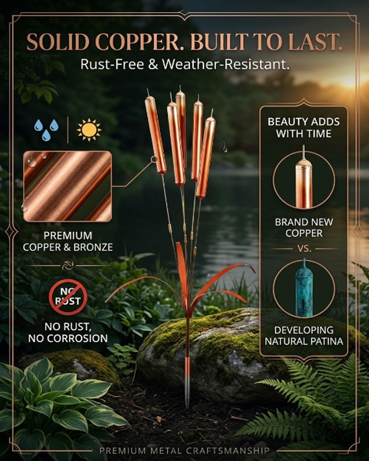 Campanelli a vento in rame, decorazione commemorativa per esterni, giardino, patio, cortile, piante, piante, campane Fengshui, regalo di benedizione per genitori e amici (2 pezzi)