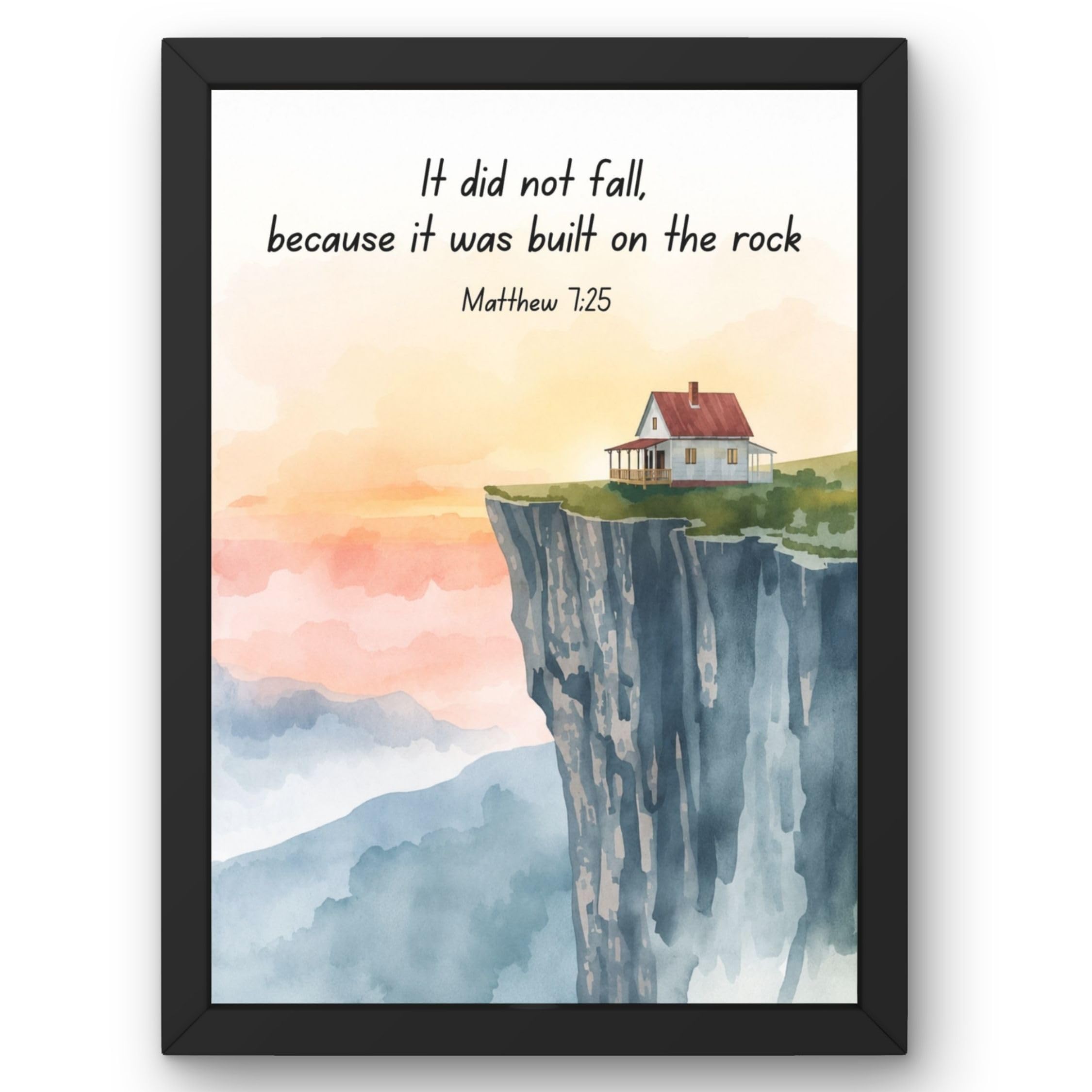 Built on the Rock – Matthew 7:25 Christian Photo Frame | Inspirational Bible Verse Wall Art | Religious Home Decor | Faith-Based Scripture Artwork | Christian Gift for Home, Office, Prayer Room & Church (13.6 x 10.2 Inch)-image-31