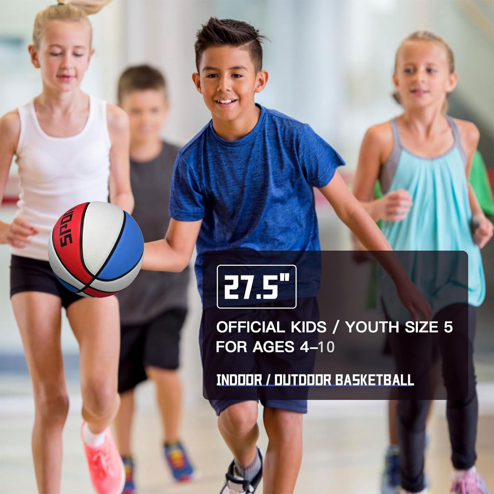 KUYOTQ Kids Youth Adult Size 3/4/5/6/7 (22/25.5/27.5/28.5/29.5") Basketball Premium Rubber or Faux Leather Basketball Indoor Outdoor Basketball for Boys Girls Womens Mens Basketball Gifts (Deflated)