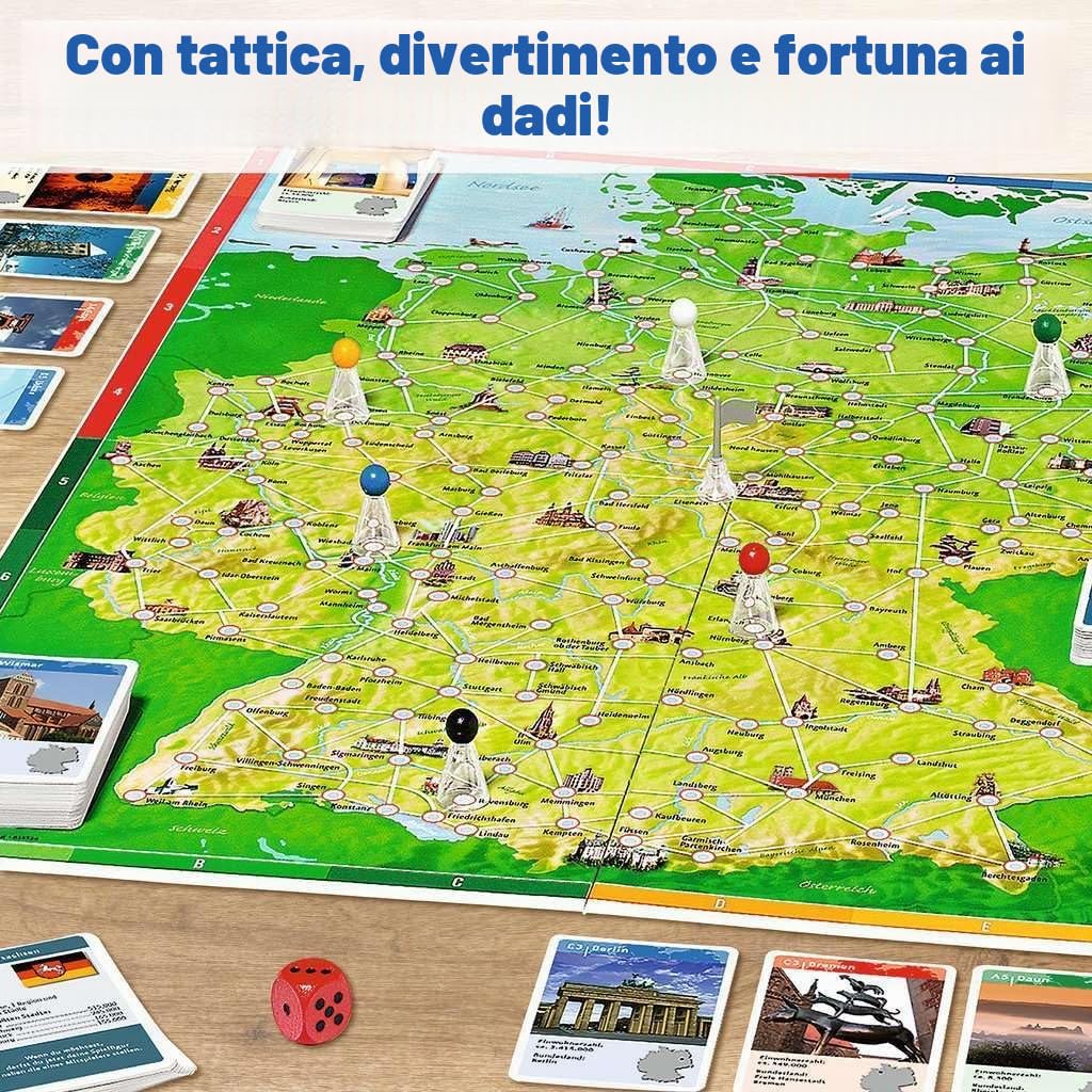 Gioco per famiglie Ravensburger 26492 - viaggio in Germania - classico per famiglie a partire da 8 anni