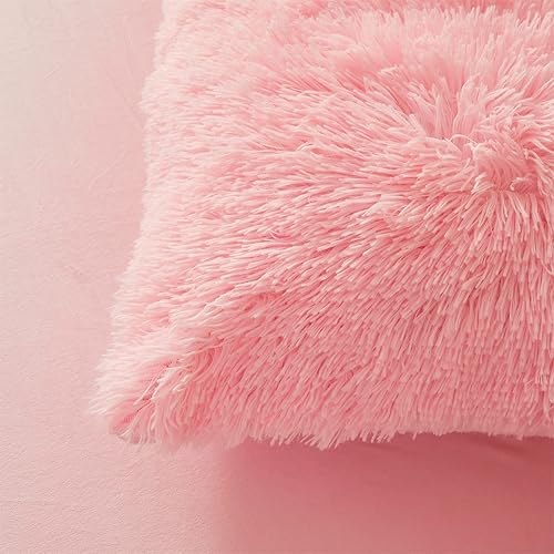 Miniatura 7 de Juego de funda de edredón de felpa rosa ultra suave King - Juego de ropa de cama de felpa rosa suave 3 piezas (1 funda de edredón + 2 fundas de