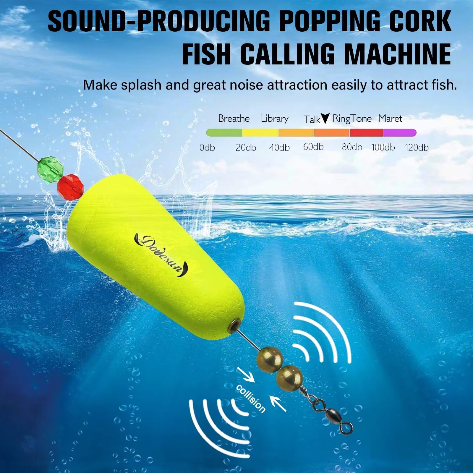 Dovesun Fishing Bobbers Popping Cork Weighted Fishing Floats Fishing Corks Popping Corks for Saltwater Freshwater A-Popper-Buoyancy 30g 6pcs - Image 2