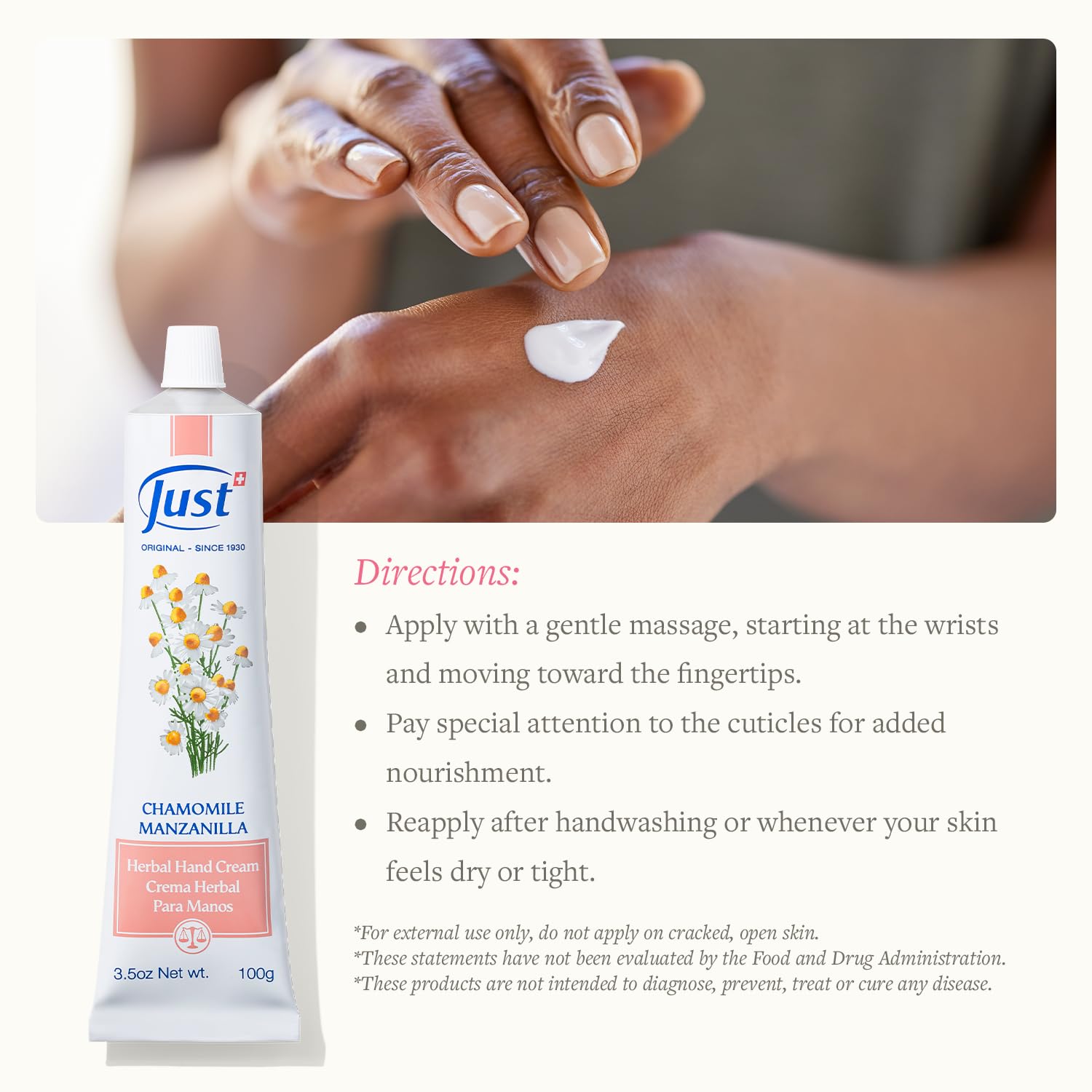 Amazon.com : SwissJust Chamomile Hand Cream 100ml, Protecting