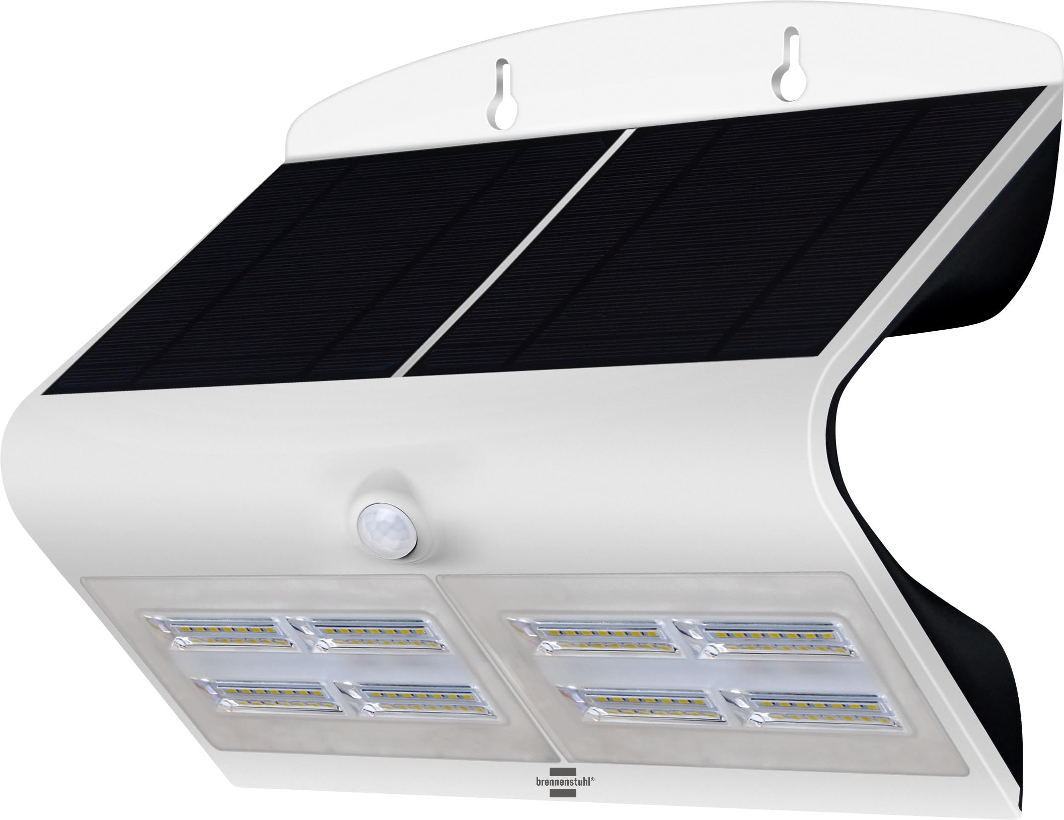 Brennenstuhl Faretto Solare LED da Esterno Con Sensore di Movimento SOL WAVE 800, Lampada a LED Esterno Con Sensore Crepuscolare e Pannello Solare, LED di alta qualità 800lm, IP 65, Nero/Bianco