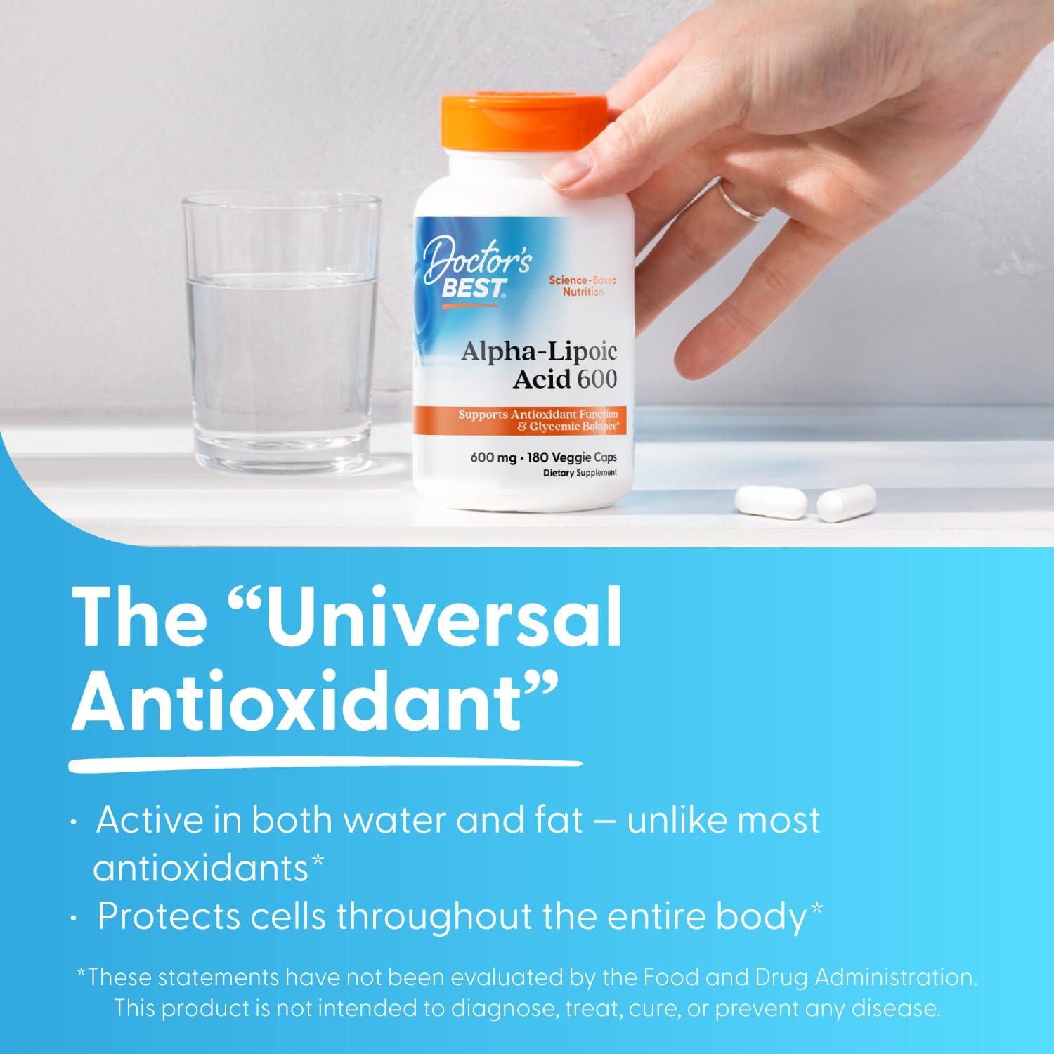 Doctor's Best, Alpha-Lipoic Acid (Acide Alpha Lipoïque), 600 mg Depot, 2-Day-Dose, 180 Capsules, Hautement Dosé, Testé en Laboratoire, Sans OGM, Sans Gluten