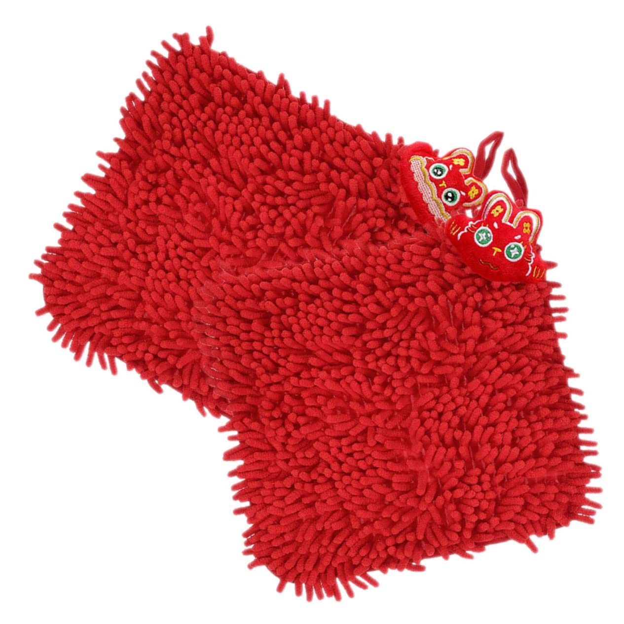 Alipis 4 Set Asciugamano Festivo Soffice Scratcher Peluche Assorbente Auto Kitchen Asciugatutto Fazzoletti Asciugamano Asciutto A Mano Asciugamano Per La Cucina Ciniglia Rosso 2 Pezzi * 4