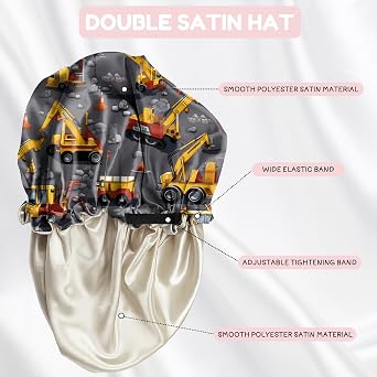 2 PCS Kids Bonnets for Girls Boys Satin Silk Hair Bonnets Double Layer Elastic Adjustable Hair Caps Sleeping Reusable