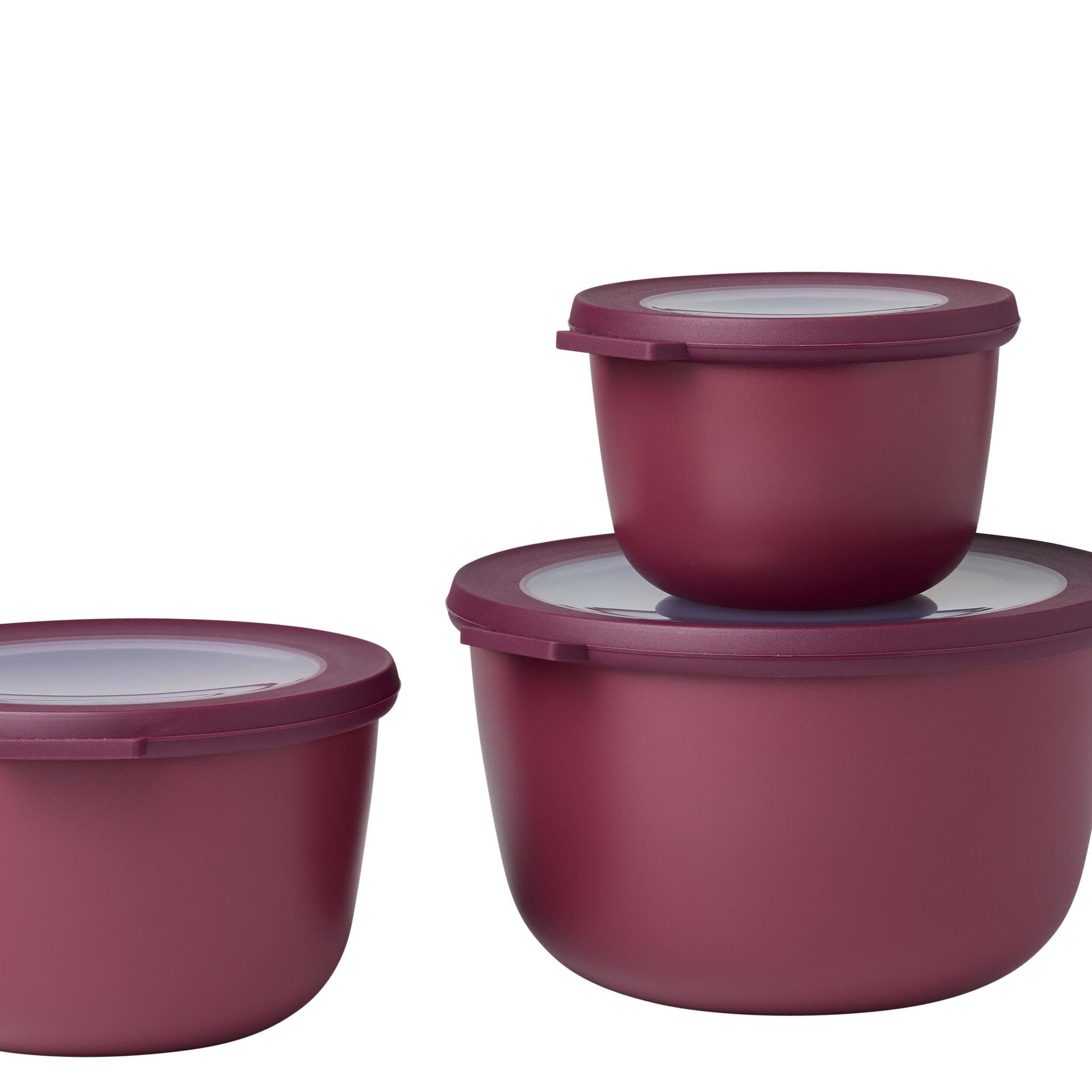 Mepal - Çok amaçlı Cirqula Round 3 parçalı set – kapaklı saklama kabı – saklama kutusu, buzdolabı, derin dondurucu ve mikrodalga fırın kabı olarak uygundur – 500 ml, 1000 ml & 2000 ml – Nordic Berry