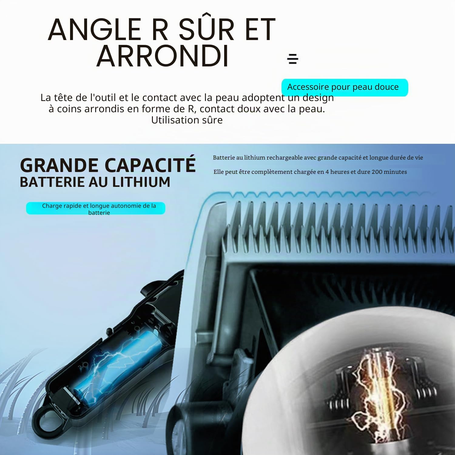 Tondeuse à cheveux professionnelle pour homme – Ensemble tondeuse électrique sans fil rechargeable à lame en T, tondeuse à cheveux de barbier pour homme