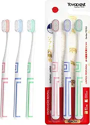 TOYADENT PRIME Escova de Dente para Adultos – Kit com 3 Unidades, Cerdas Macias, Para Viagem, Cores Variadas, Médio, Proteção Gengival