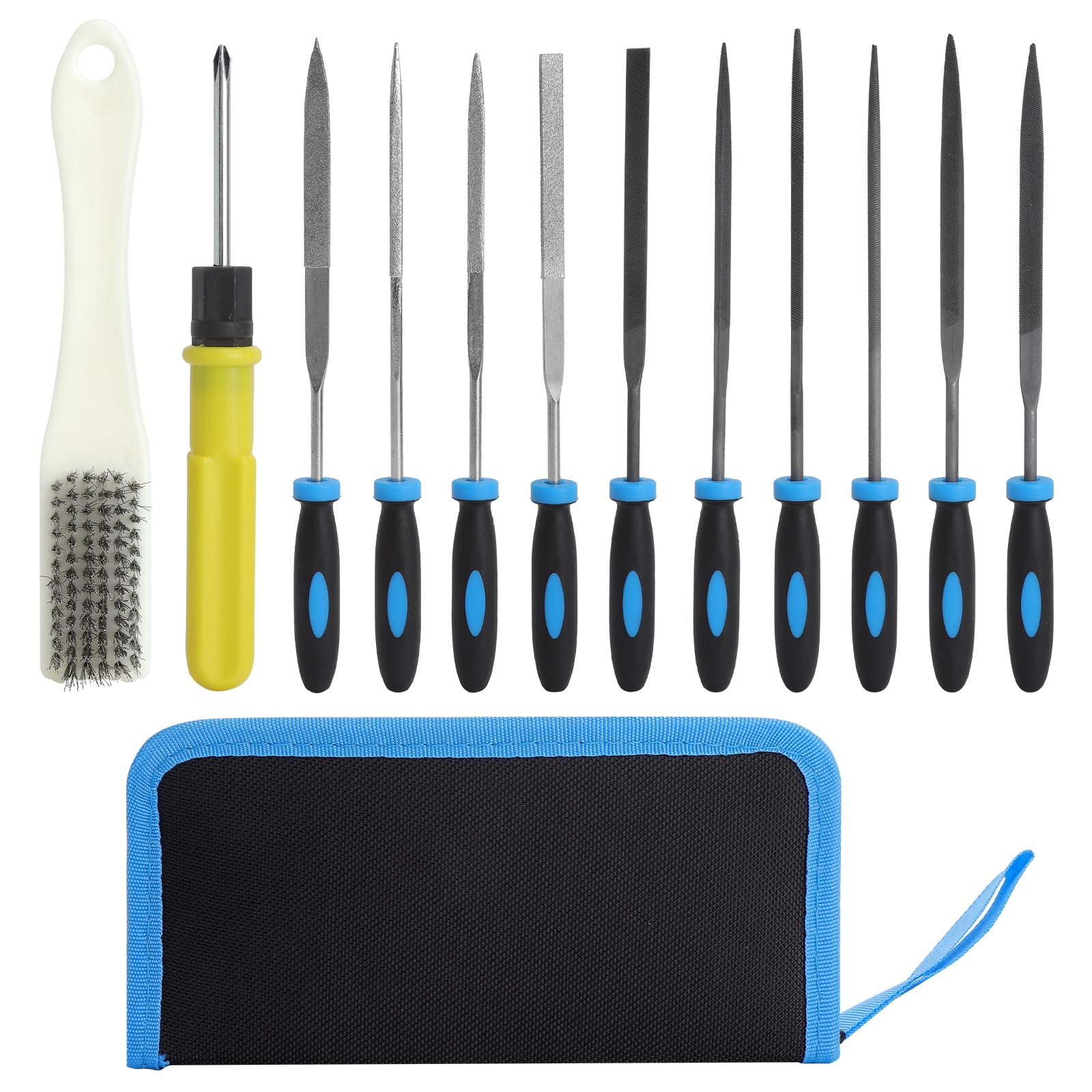 Juego de limas de 13 piezas, limas redondas para llaves, juego de minilimas para limas de madera, lima de metal, juego de limas de metal con juego de limas de aguja y bolsa