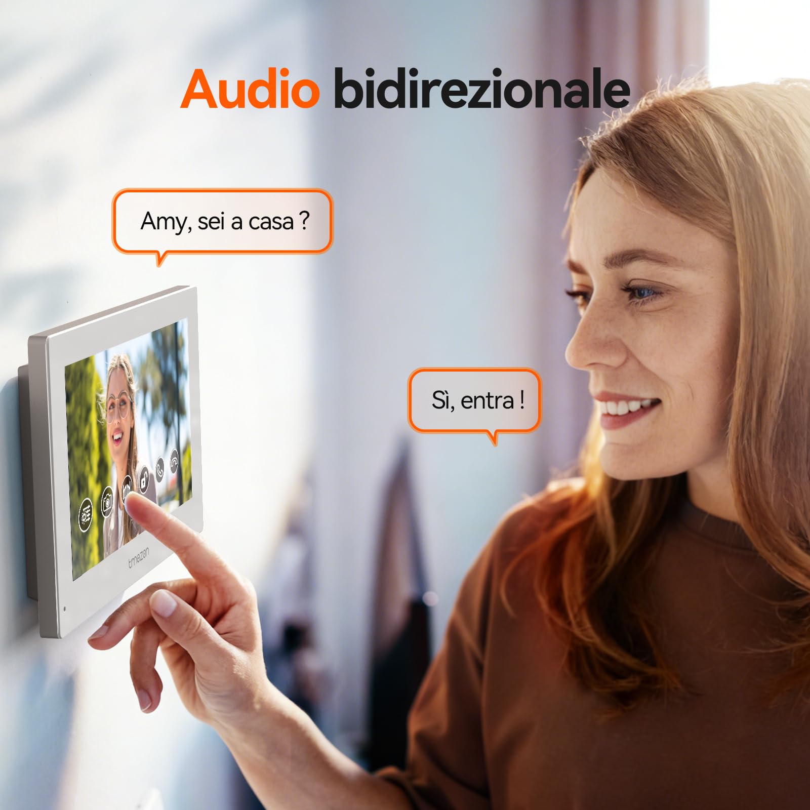 TMEZON Videocitofono Bifamiliare Y73,Videocitofono Smart Wifi 2 Fili con due monitor a Colori TFT LCD da 7'' e Campanello Esterno con Telecamera 1080P, Sblocco APP/RFID,Rilevamento Movimento Umano