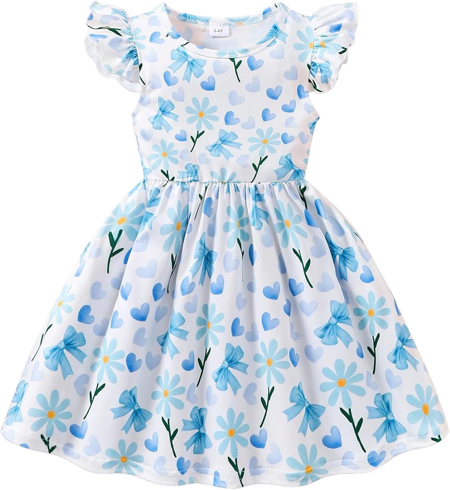 ぷりきゅあ Amazon.com: Akyzic Toddler Girls Blue Flower Dress Flutter