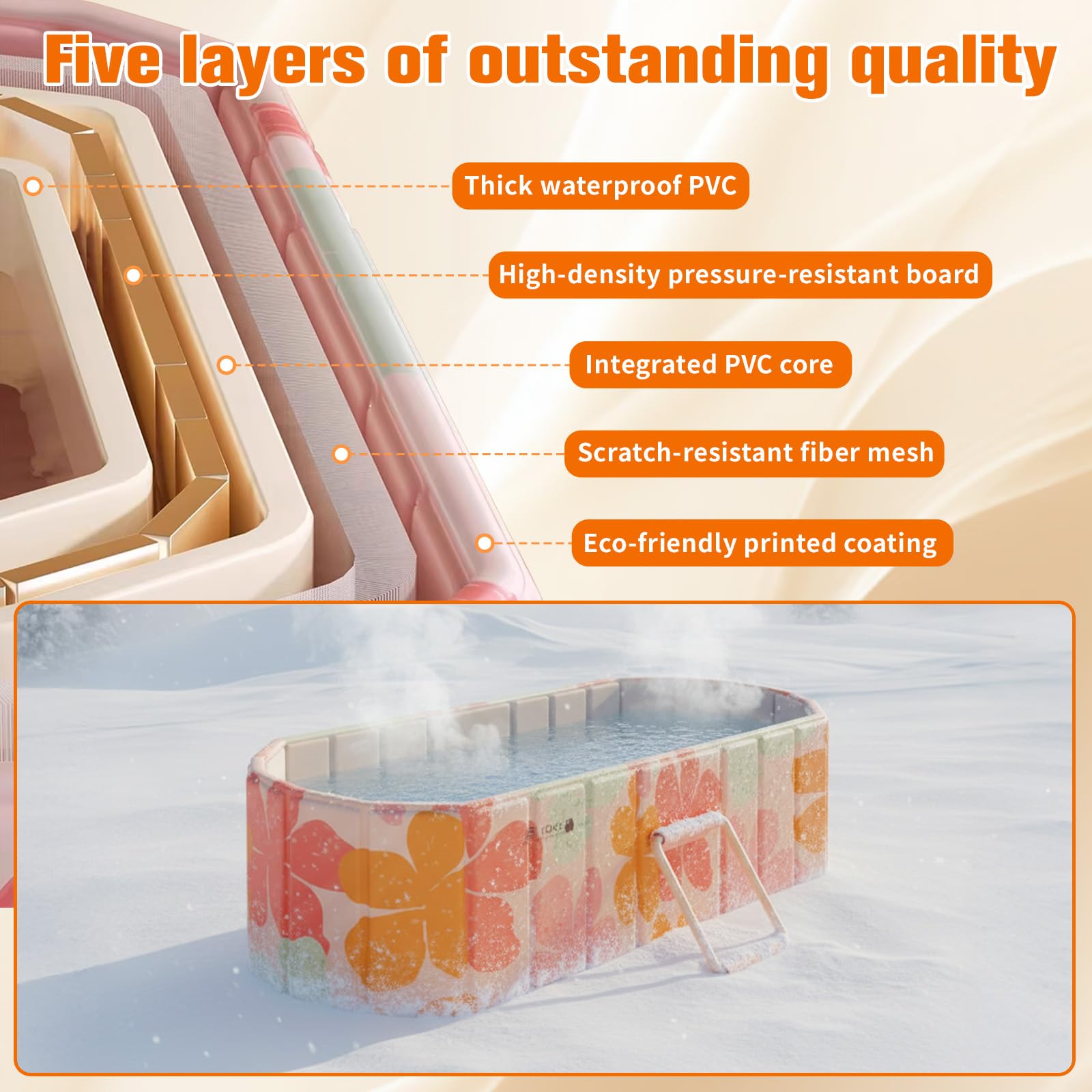 Vasca da bagno portatile per adulti – Vasca da bagno pieghevole non gonfiabile per il massimo comfort e relax, vasca da bagno in piedi Hot Ice per interni o esterni